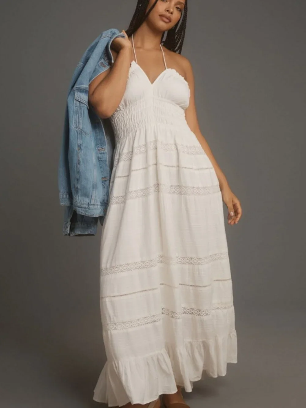 Maeve by Anthropologie White Strapless Smocked Midi Dress Size XSP 38440